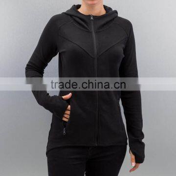 Urban Classics Zip Pockets Thin Black Cotton Curved Hem Hoodie for Ladies photo-2