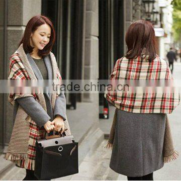 Classic Fashion Jacquard Checked Plaid Acrylic Long Double Side Scarf Stock