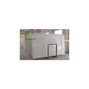 white crystallized glass slab