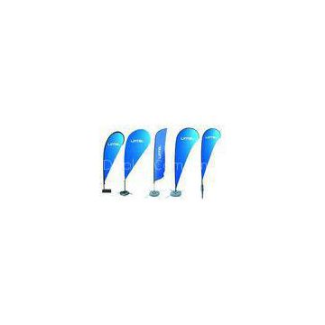 Indoor Blue Teardrop Flying Banner Stand For Advertising , Sail Feather Flags