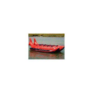 Double Seats Red Shark PVC Inflatable Boat , Inflatable Banana Boat 10 Man Ride