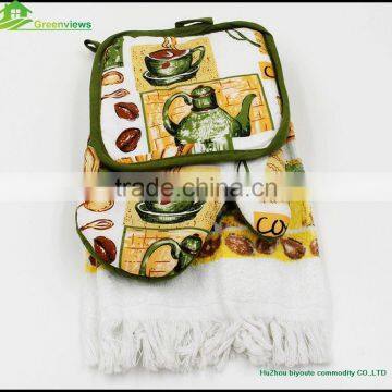 Cheap potholder oven mitt hotel hand towel kitchen textile hot selling apron oven glove kitchen towel set