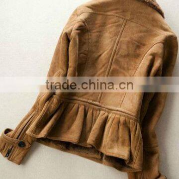 2014 faux fur fleece bonded suede luxury coat