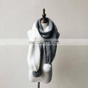 Multicolor or Pure Colour Genuine Rabbit Hair Ball Knitted Wool Scarf photo-3