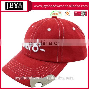 Cusotm Embossed beer opener baseball cap letters embroiderd baseball cap