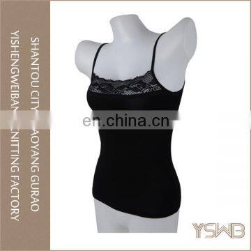 Fashion design factory supply seamless bulk camisole tops womens lace trim camisole