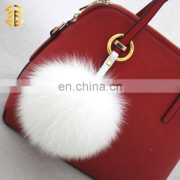 Factory Wholesale 13cm Fox Fur Ball Key Chain Fur Pom Pom For Bags