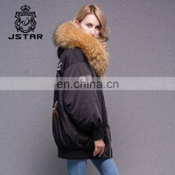 2017 Fashionable Winter Jacket Big Size Women Fur Parka With Raccoon Fur Collar Big Size photo-2