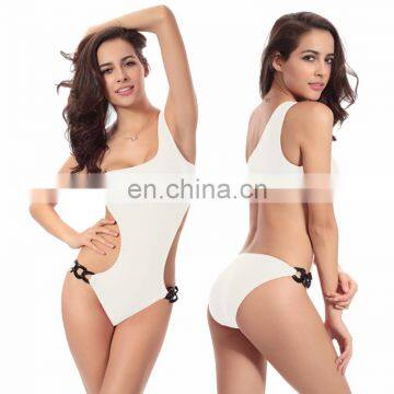 One shoulder Acrylic Chain Push Up White sex monokini