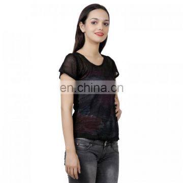 Stylish Black Transparent Net Top for Girls photo-4