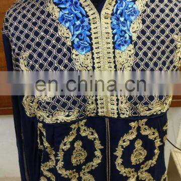 Women Navy Blue Color Occasion Wedding Party Wear Semi-Stitched Dress Material 2017 (anarkali Dresses) photo-6