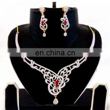 Indian American Diamond jewellery - Wholesale Cubic Zirconia Necklace set - Party wear cz Jewelry - AD Jewellery - CZ Jewellery