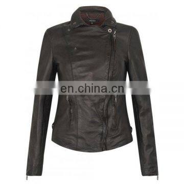 Monteria Brown Brando Style Womens Biker Motorcycle Genuine Leather Jacket All Sizes