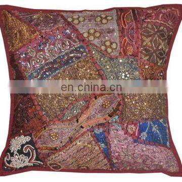 Indian Handmade Cushion Cover Embroidery Patchwork Decor Pillow Beaded Covers 16 Embroidered Ethnic Decorative Vintage Cases Art photo-5