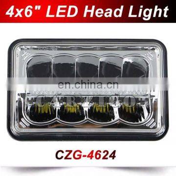 CZG-4624 for Traillers Trucks 6x4 Inch 24w Led Head Lamp With Hi/low Spot Beam Black for Heavy Duty 4X6 Inch Led Head Light