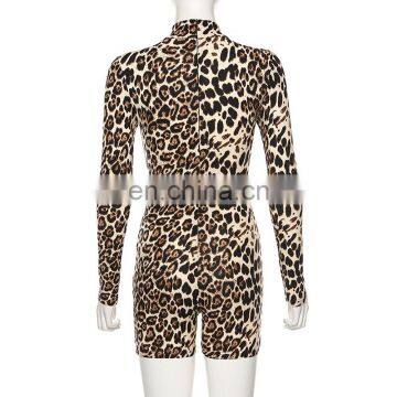 Animal Print Mock Neck Women Long Sleeves Sexy Bodysuit photo-5