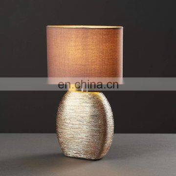 Japan Style Simple Custom Luxury Gold Indoor Lighting Ceramic Base Royal Antique Brown Bedside Lamps for Hotel photo-5