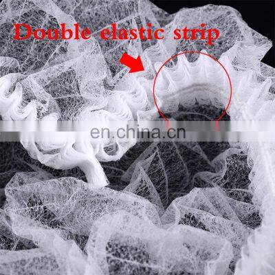 Doctor Nurse Bouffant Blue White Surgical Medical Disposable Non Woven 21" 24" Elastic Hair Net Clip Mob Hats Caps Manufacturers photo-4