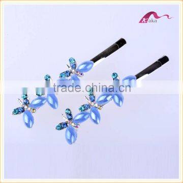 Wholesale Price New Arrival Multi Colors Elegant Hair Grips Metal Crystal Decorated Butterfly Ceramic Beads Hair Clips For Gifts photo-4