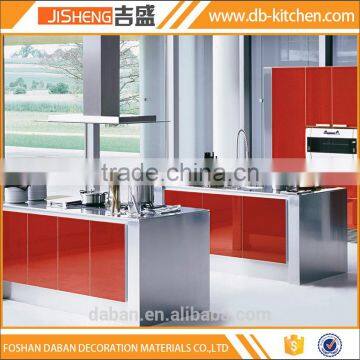 Newest modern high gloss red lacquer kitchen cabinet design