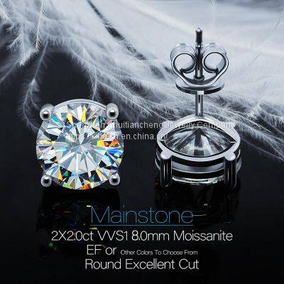 Real 1 Carat D Color Moissatine Stud Earrings For Women 18K Gold Color 100% 925 Sterling Silver Wedding Party Fine Jewelry