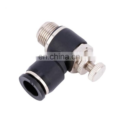 SL Series Black Air Cylinder Throttle Valve Thread Small Pneumatic Quick Connect Hose Throttle Check Valve Fittings