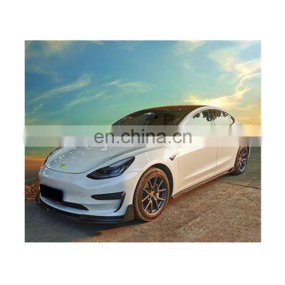 High quality vors Style Real Carbon Fiber Front Lip Mirror Cover Rear spoiler skirt diffuser  car bodykit For Tesla 3