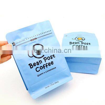 Factory Supply Ziplock Aluminum Foil Flat Bottom Coffee Bean Packaging Custom Printed Coffee Bags