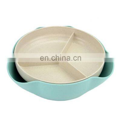 Wheat Straw Double Dish for Pistachios, Peanuts, Nuts, Fruits, Candies, Snacks Plastic Serving Dishes and Bowls photo-3