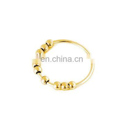 Womens Finger New Design Relief Silver Bead Anti Fidget Stainless Steel Anxiety Ring photo-3