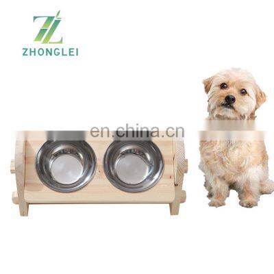 Pet Bowl for Cats and Small Dogs,Adjustable Elevated Dog Cat Food and Water Bowl Stand Feeder With 2 Ceramic Bowls W-Assembly Ba photo-4