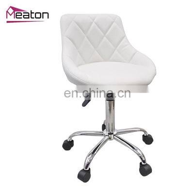 Modern Design Height Adjustable Upholstered Swivel Salon Bar Stool with Five Wheels