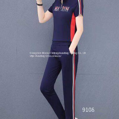 Monisa Female Sports Leisure Colors Suit With Short Sleeves and Long Trousers in Summer photo-5
