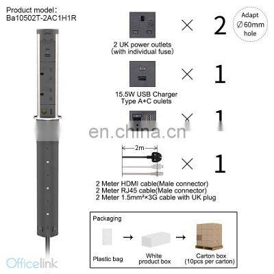 Motorized Pop up Socket UK With QC Charger and RJ45 photo-3