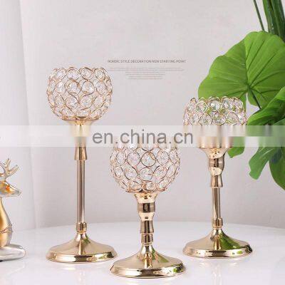 Wholesale Nordic Gold Crystal Candle Holders Glass Candle Jar For Wedding Centerpieces & Table Decorations