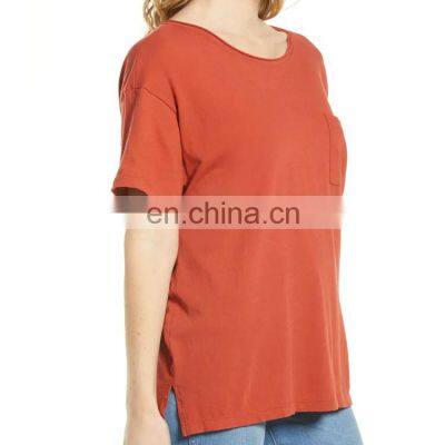 Summer Women Solid Short Sleeve T Shirt Casual Round Neck Bamboo Women t Shirt With Your Logo photo-3