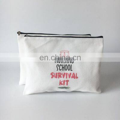 High Quality Recycle Custom Logo Blank White Waterproof Cosmetic Bag Lady Handbag Bag Pencil Pouch Wallet Coin Purse With Zipper photo-5