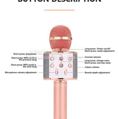 Portable ABS Karaoke Handheld Microphone BT Radio Speaker Consender Handheld Studio Microphone for Smartphone photo-3