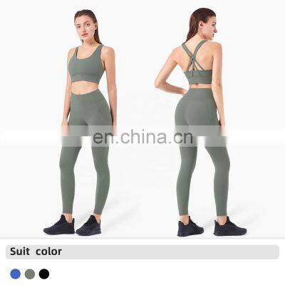 Wholesale Sports Two Pieces Yoga Sets High Impact Gym Woman Yoga Clothes