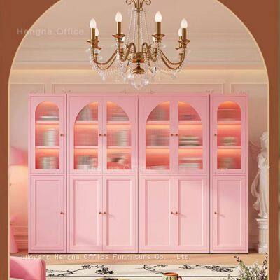 Elegant Arched Sideboard Fluted Glass Buffet Cabinet, Nordic Style Wine Cupboard & Coffee Bar Station for Dining Room Project