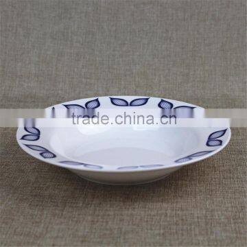 10.5 Inch Broadside Round Shape Porcelain White Glazed Blue Lotus Flower Decrated Inexpensive Hebei Factory 20PCS Ceramic Dinner photo-3