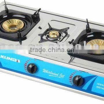 SS surface 3 burner gas stove