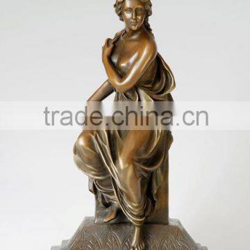 Bronze sitting beautiful lady sculpture