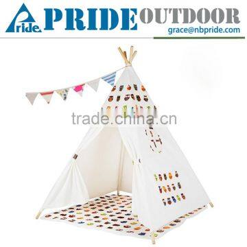 Playhouse-Printed Owl-Preassemble Teepee Canopy Canvas Tent For Kids Cotton One Person Canvas Tent