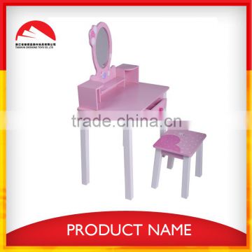 wooden pink kids vanity with mirror children dressing table