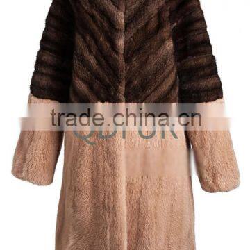 QD80827 Ladies Winter Luxurious Pelt Finland Mink Fur Overcoat