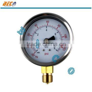 Shock Proof Stainless Steel Liquid Filled Pressure Vacuum Compound Gauge Gas