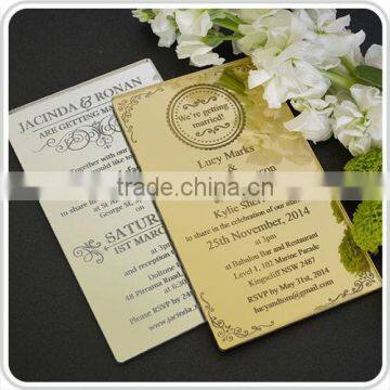 2016 Hot sale personalized silk screen writing acrylic wedding invitations