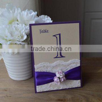 Purple and Lavender Lace Wedding Table Card photo-2
