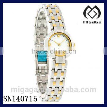 Fashion ladies stainless steel watches two tone plating-Reversible Two Tone Bracelet Quartz Watches